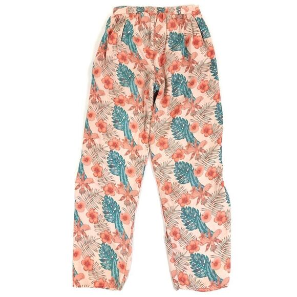NEW Roxy Olivia Wide Leg Wrap Waist Slit Leg Flyaway Pant Tan Hawaiian Floral XS - Picture 5 of 8